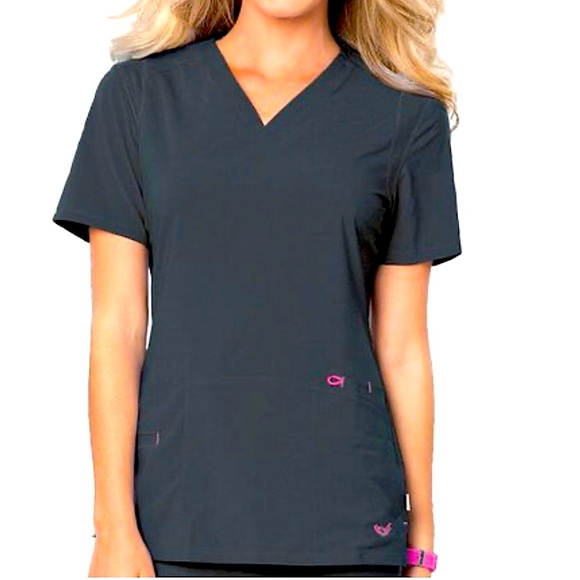 Smitten V-Neck Scrub Top (3X) Color: GRAPHITE (Like New-worn twice) - Picture 1 of 7